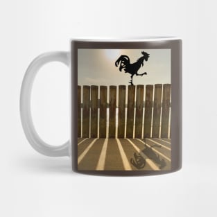 Rooster on the fence Mug